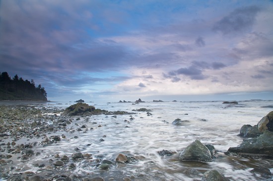 Black;Blue;Boulder;Cloud;Cloud Formation;Clouds;Geological;Geology;Gray;Grey;Ocean;Olympic National Park;Pastel;Pink;Purple;Rock;Rock Formations;Rocks;Ruby Beach;Sea;Sea Stacks;Sky;Stone;Stones;Striation;Washington;Water;Waves;Weather;White;Seascape